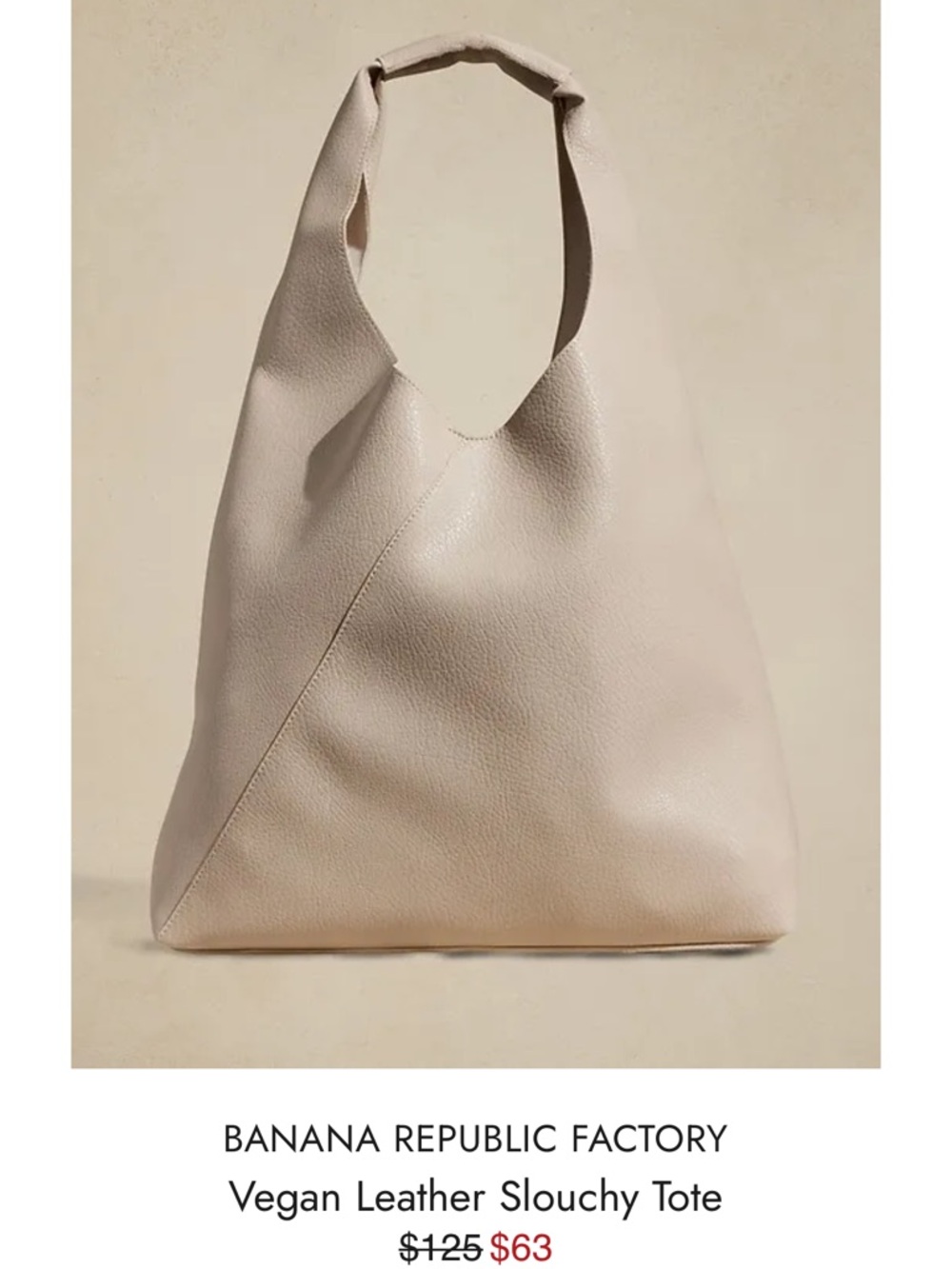 Banana Republic Soft Pebbled Leather Hobo Bag in Light Beige